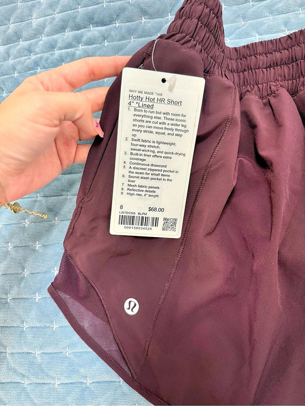 lululemon Hotty Hot High-Rise Short 4" *Lined Burgundy Waist 4 - Picture 3 of 4